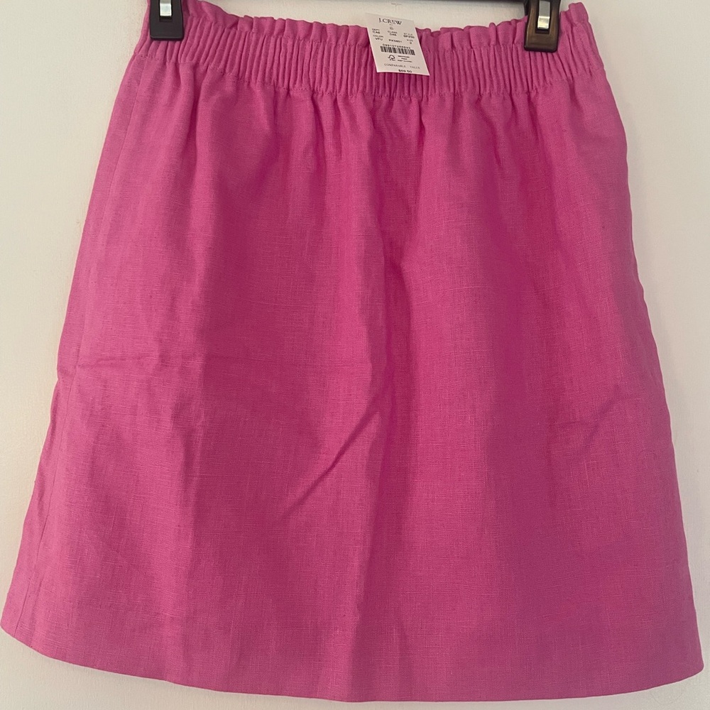 NWT J. Crew Vibrant Pink Linen Cotton Mini Skirt